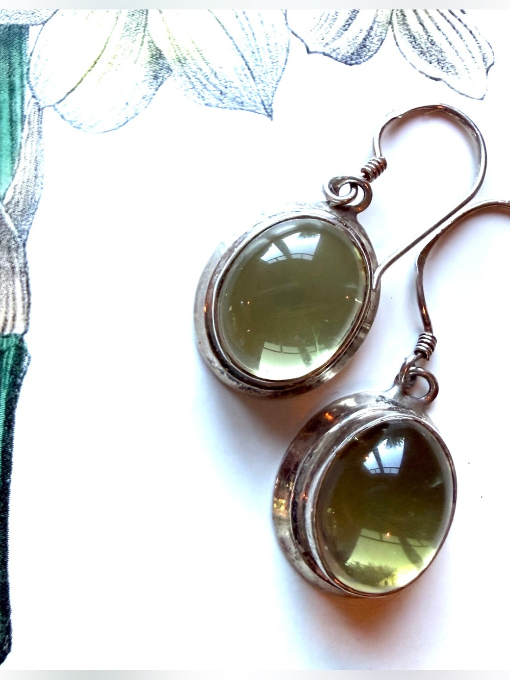 Sterling Silver Moonglow Oval Cabachon  Earrings